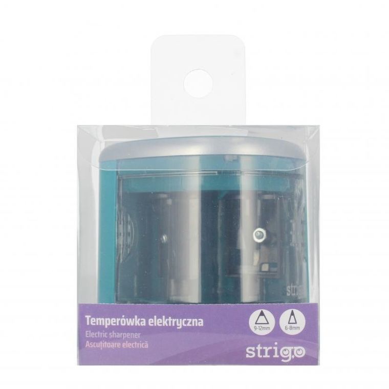 Strigo, temperówka elektryczna, 2 ostrza, ciemnozielona