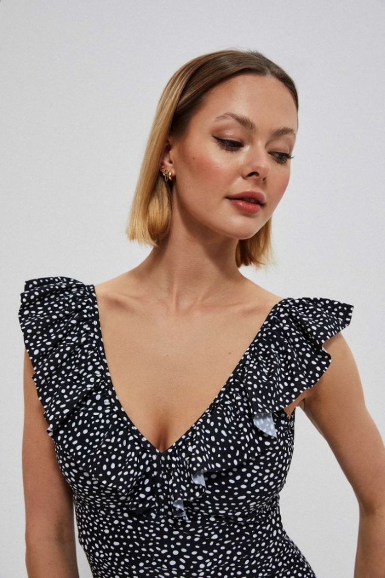 Strój kąpielowy damski jednoczęściowy, czarny, Moodo