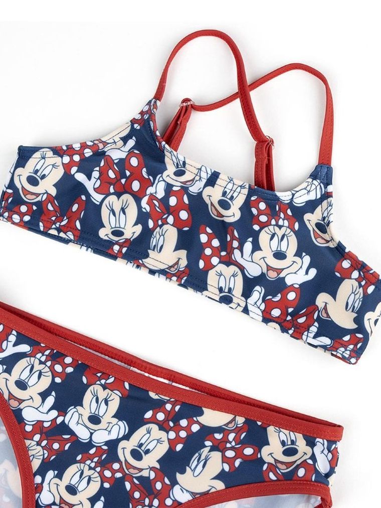 Strój kąpielowy dziewczęcy dwuczęściowy, granatowy, Myszka Minnie, Cerda