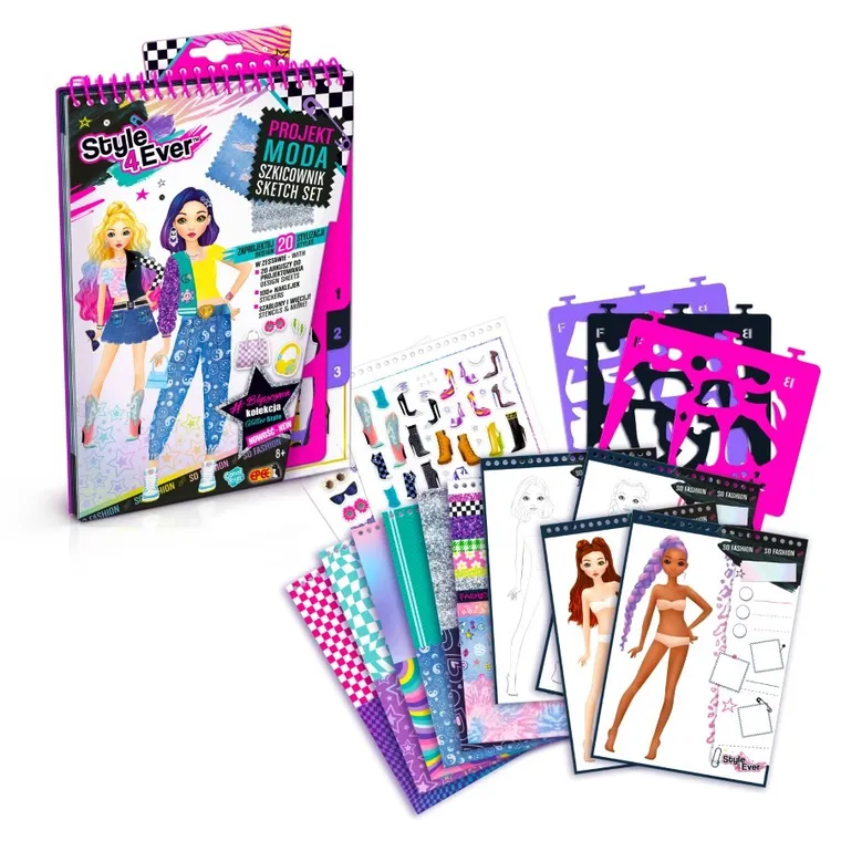 Style4Ever, Projekt Moda, Szkicownik, zestaw kreatywny z naklejkami