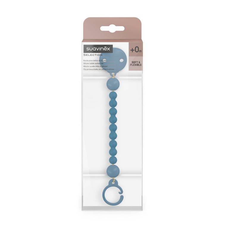 Suavinex, klips do smoczka, silikonowy, ciemnoniebieski