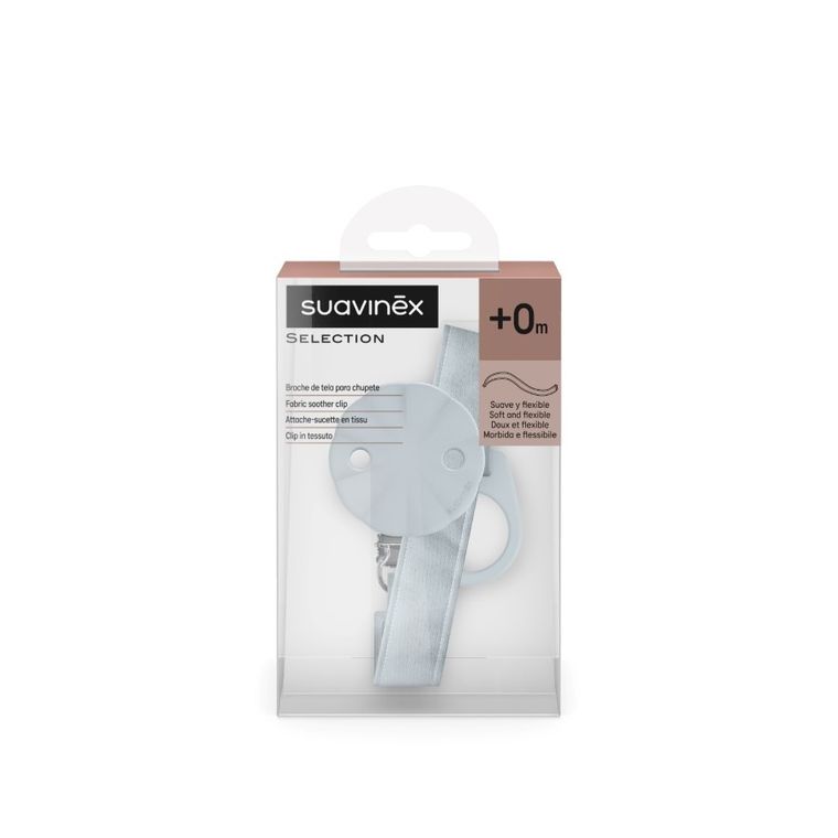 Suavinex, Wonderland, klips do smoczka z tasiemką, niebieski