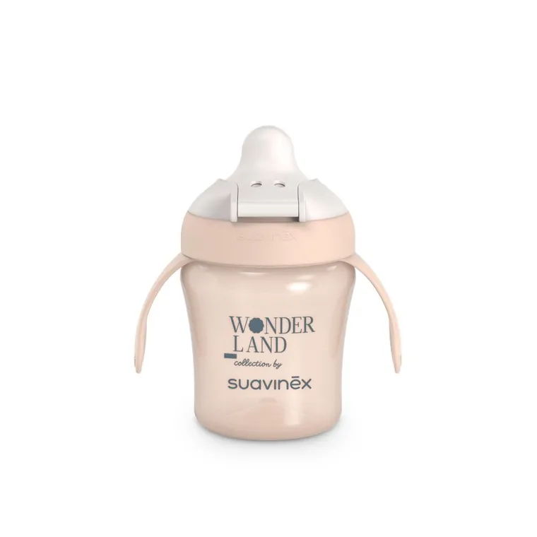 Suavinex, Wonderland, kubek do nauki picia, niekapek, różowy, 200 ml, 6m+