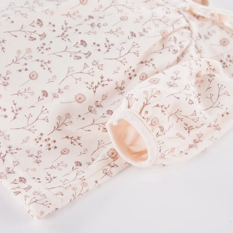 Sukienka body dziewczęca z długim rękawem, ecru, Bloom, Eevi