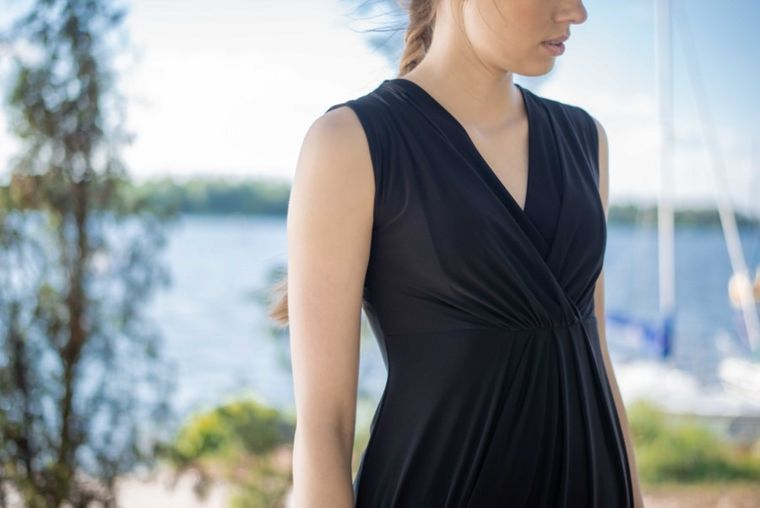 Sukienka damska bez rękawów, do karmienia, czarna, Miracle