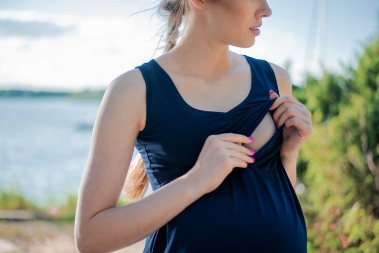 Sukienka damska bez rękawów, do karmienia, granatowa, Miracle