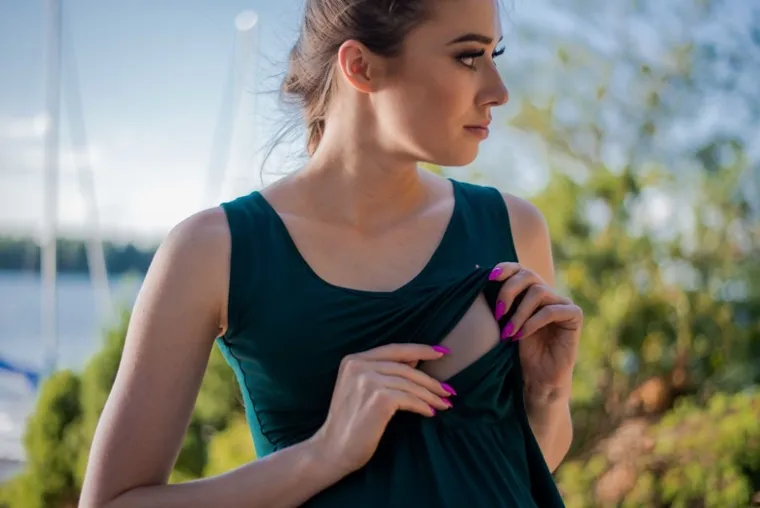 Sukienka damska bez rękawów, do karmienia, zielona, Miracle