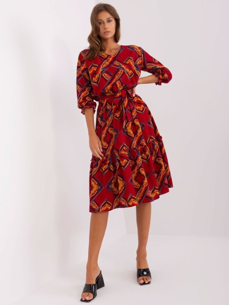 Sukienka damska, bordowa, Lakerta