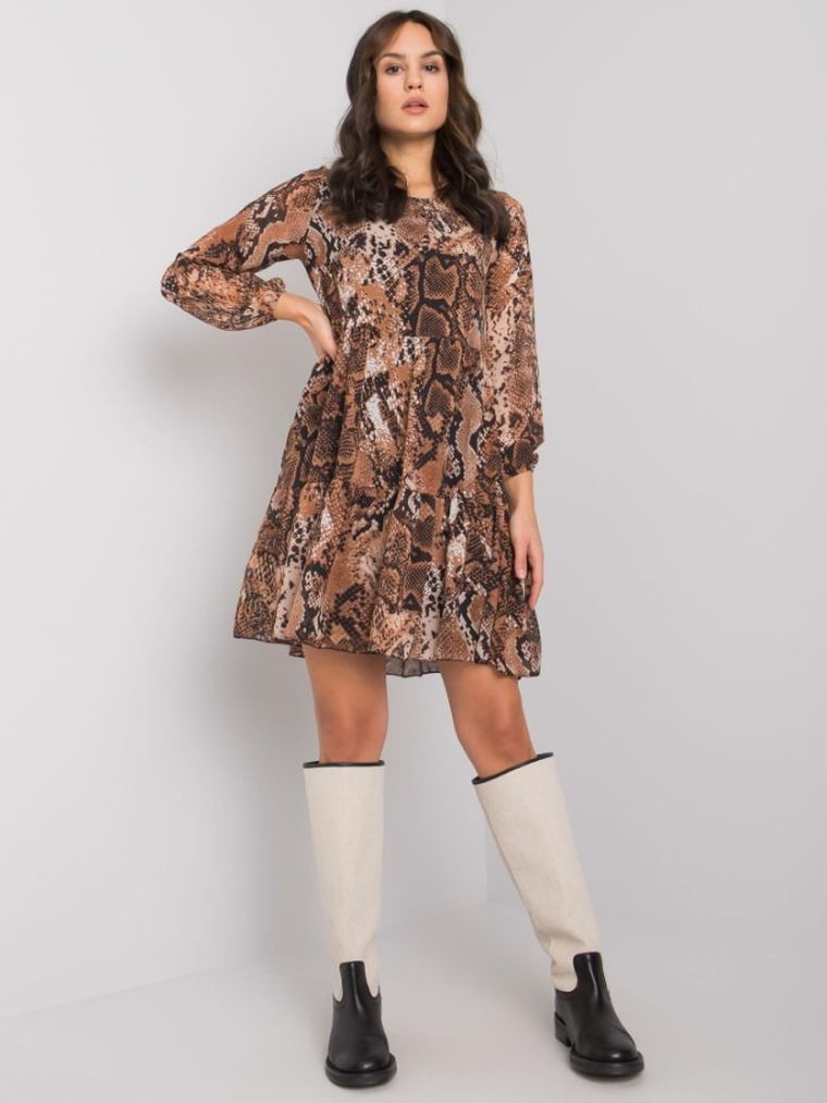 Sukienka damska, brązowa, Rue Paris