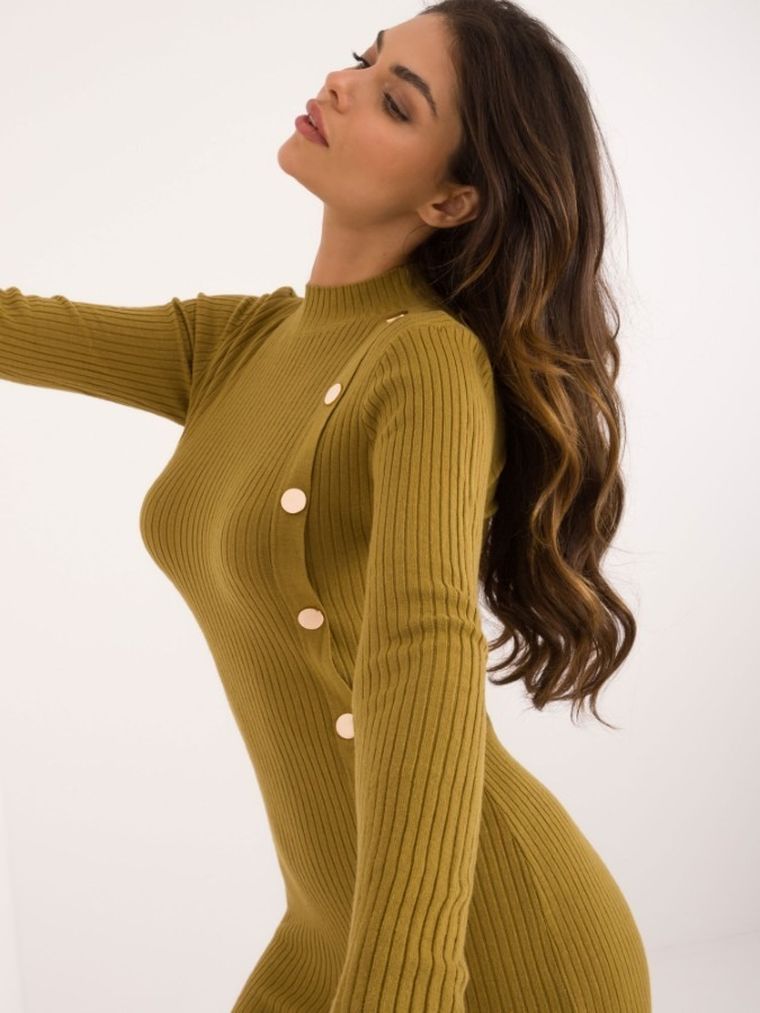 Sukienka damska, khaki, Wool Fashion Italia