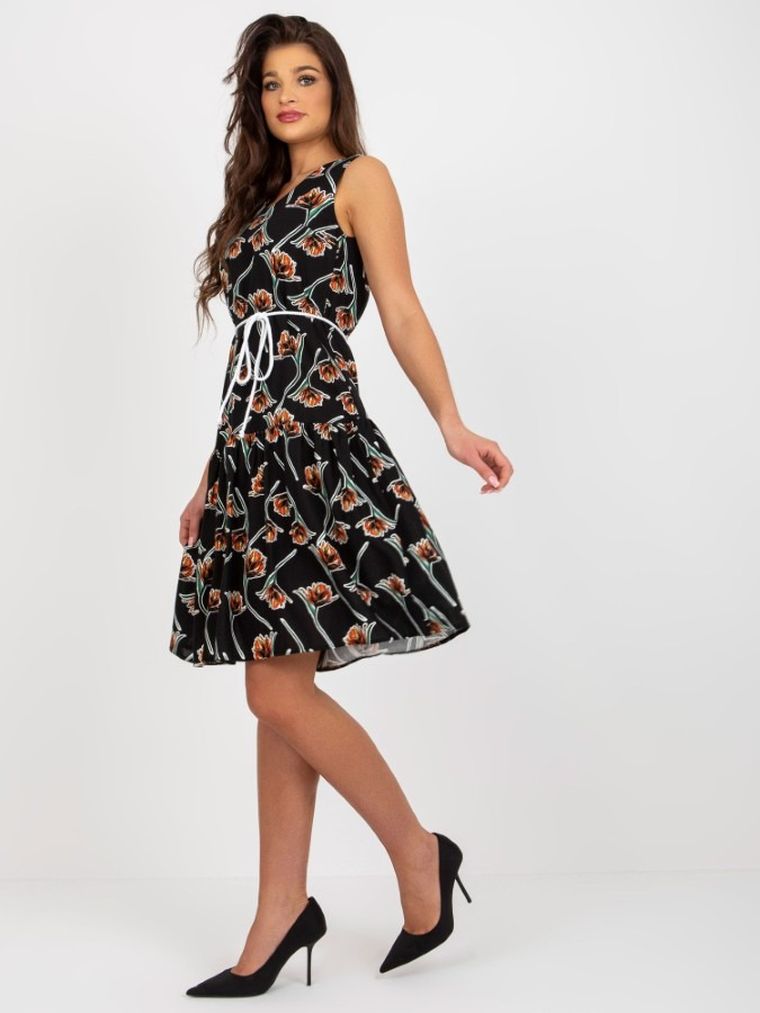 Sukienka damska, lniana, czarna, Lakerta