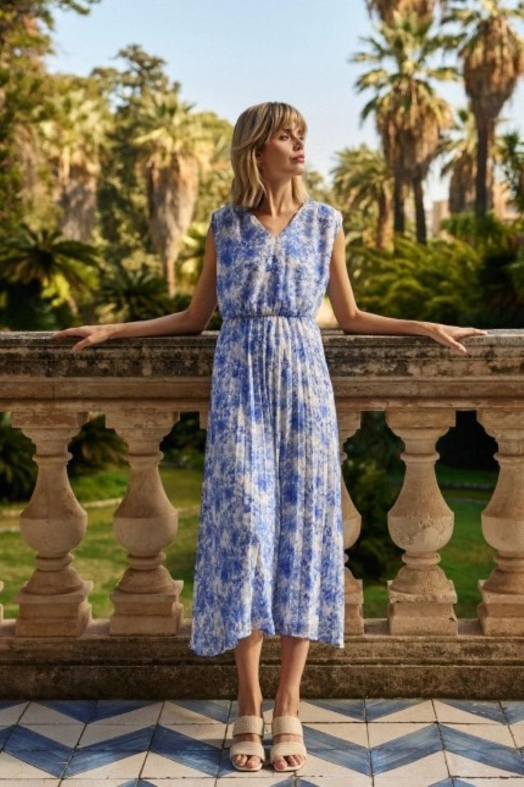 Sukienka damska, niebieska, Moodo