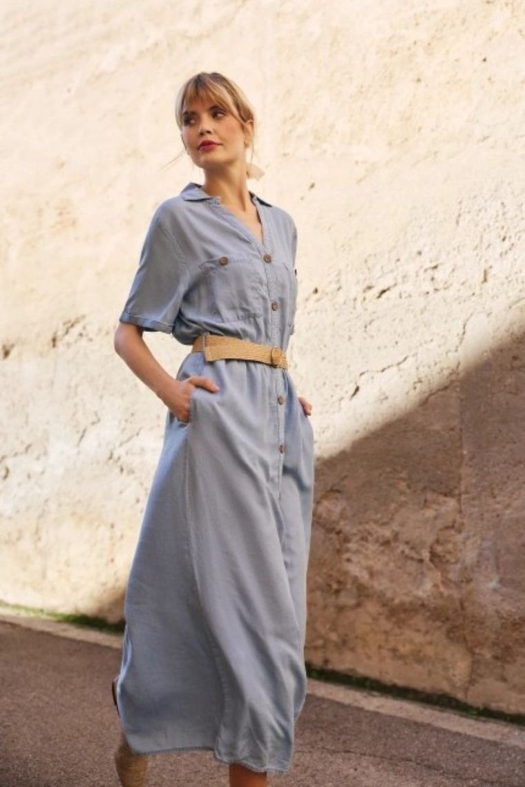 Sukienka damska, niebieska, Moodo