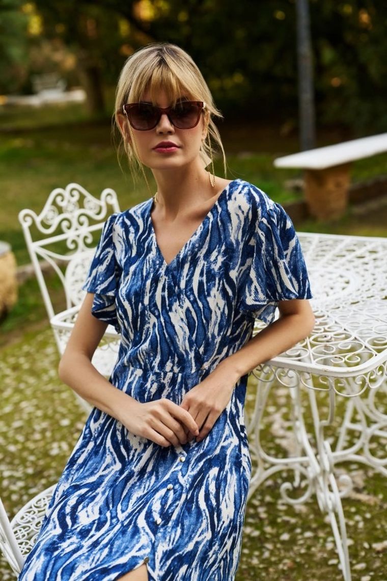 Sukienka damska, niebieska, Moodo