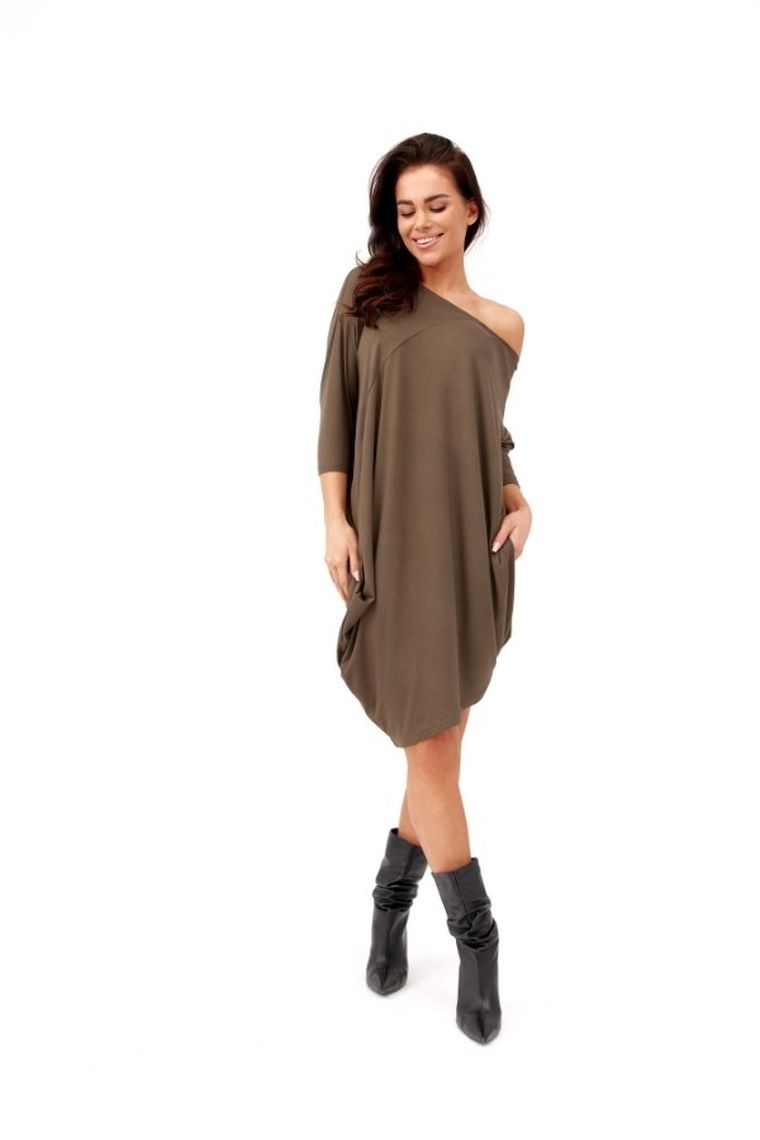 Sukienka damska, oversize, oliwkowa, Miracle