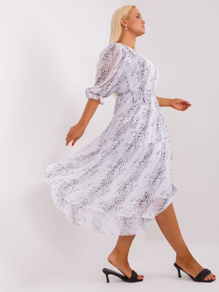 Sukienka damska, plus size, biała, Lakerta