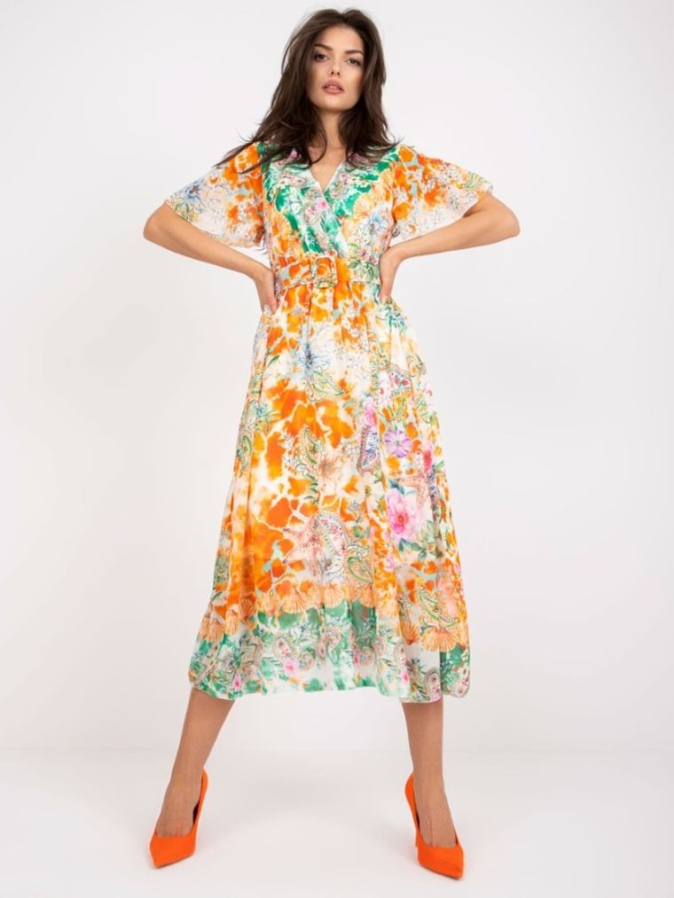 Sukienka damska, pomarańczowa, Italy Moda