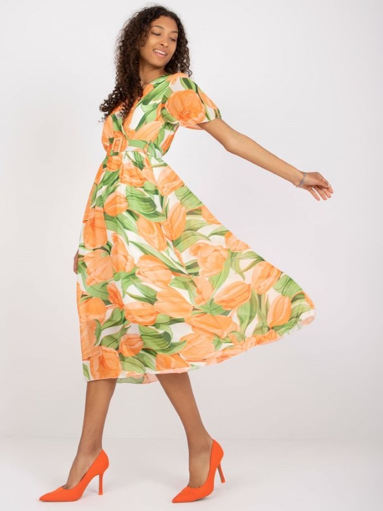Sukienka damska, pomarańczowa, Italy Moda