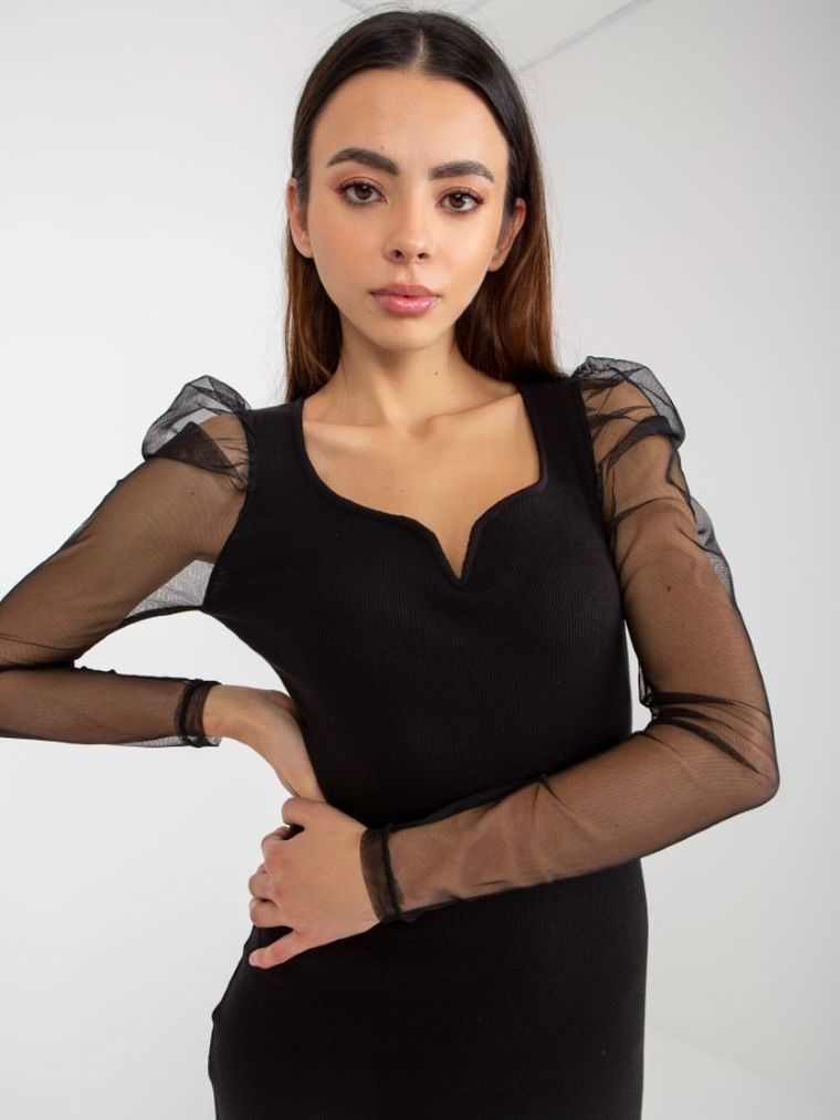 Sukienka damska, prążkowana, czarna, Och Bella