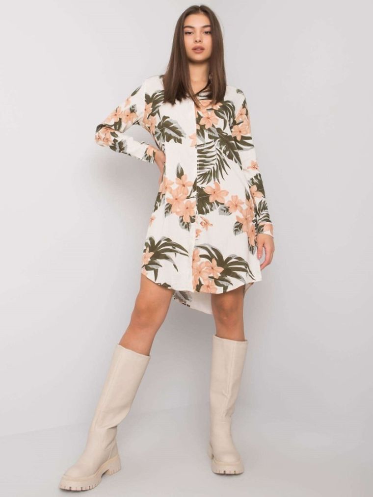 Sukienka damska, szmizjerka, beżowa, Rue Paris