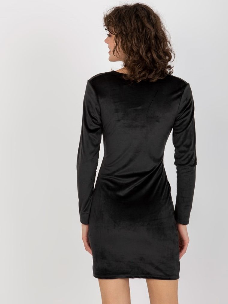 Sukienka damska, welurowa, czarna, Rue Paris