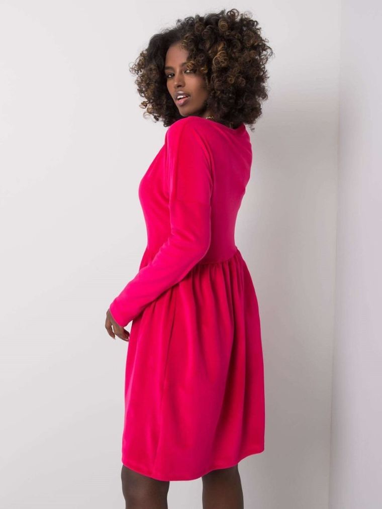 Sukienka damska, welurowa, różowa, Rue Paris