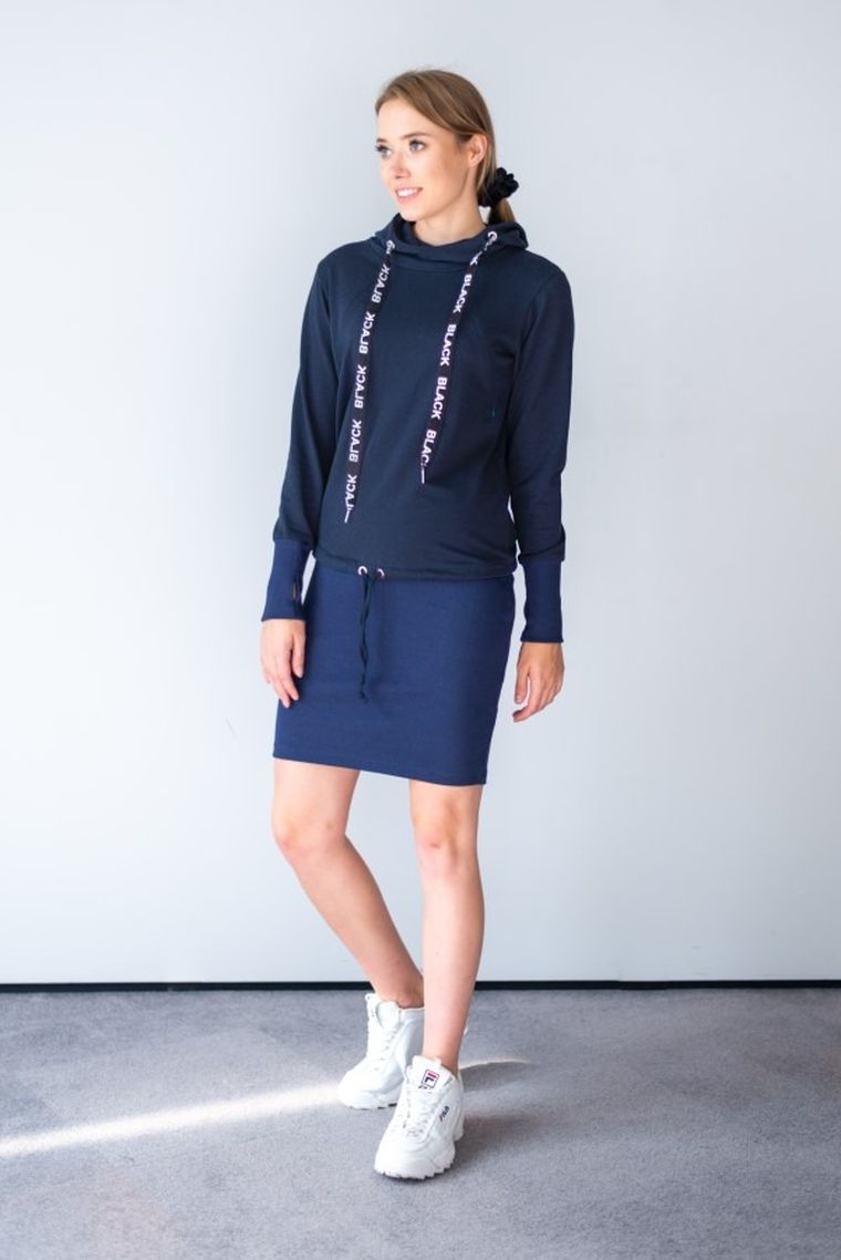 Sukienka damska z długim rękawem, do karmienia, granatowa, Miracle