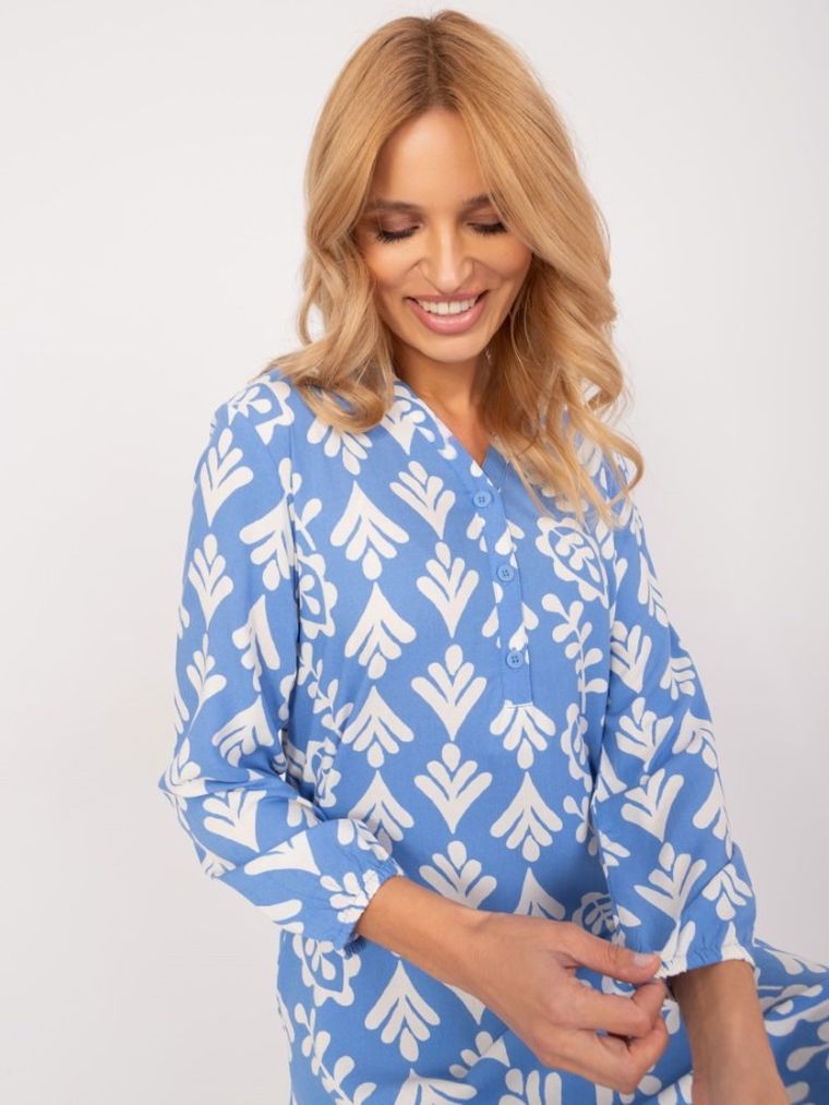 Sukienka damska z długim rękawem, niebieska, Sublevel