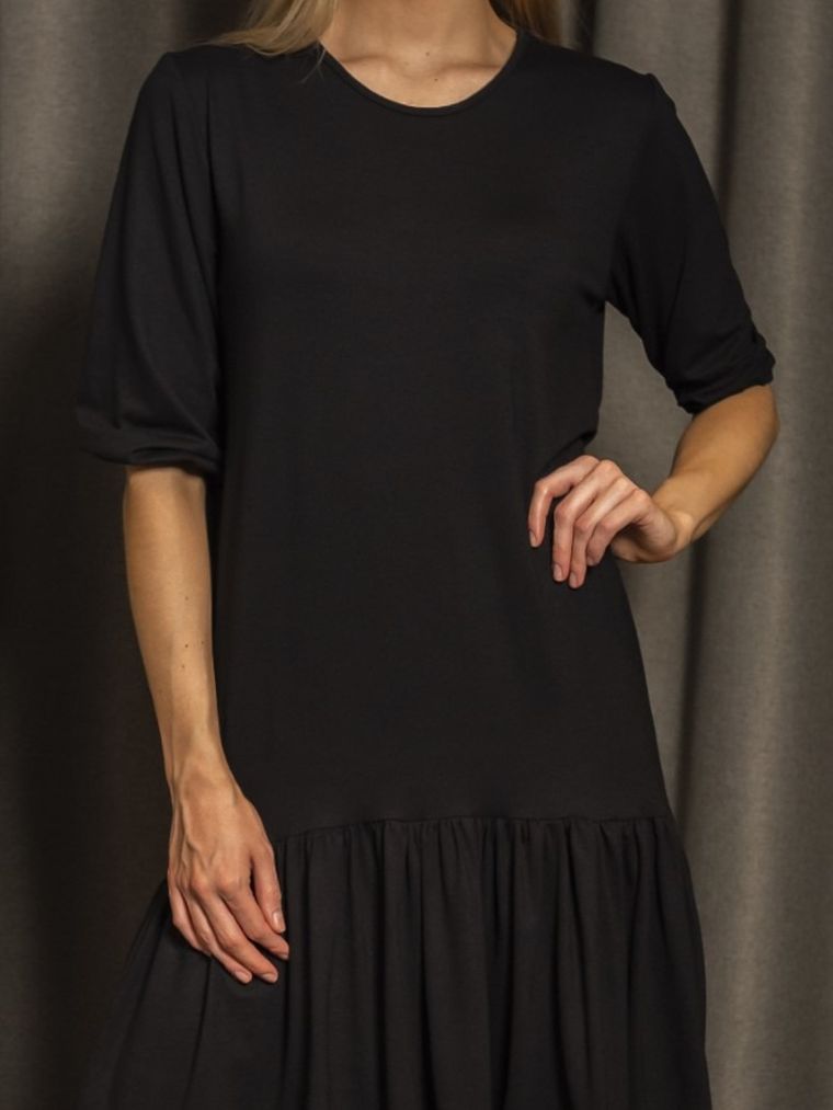 Sukienka damska z rękawem 3/4, czarna, Ilunari