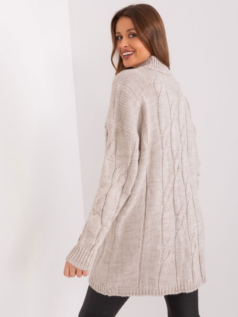 Sukienka damska z wełną, beżowa, Rue Paris