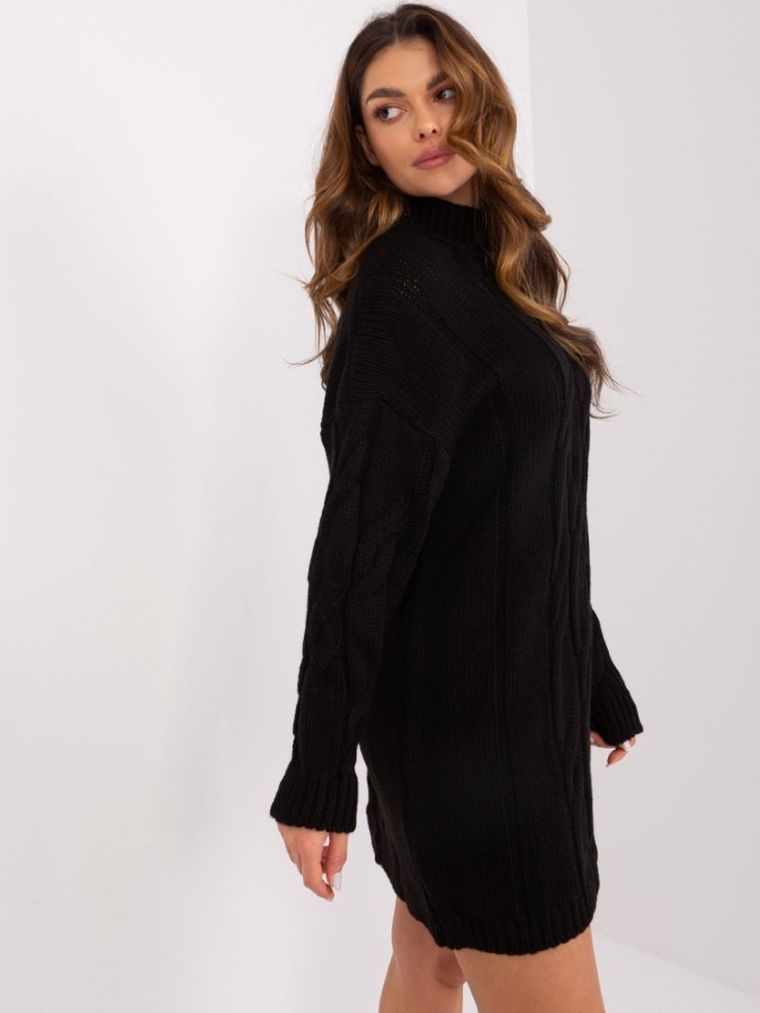 Sukienka damska z wełną, czarna, Rue Paris