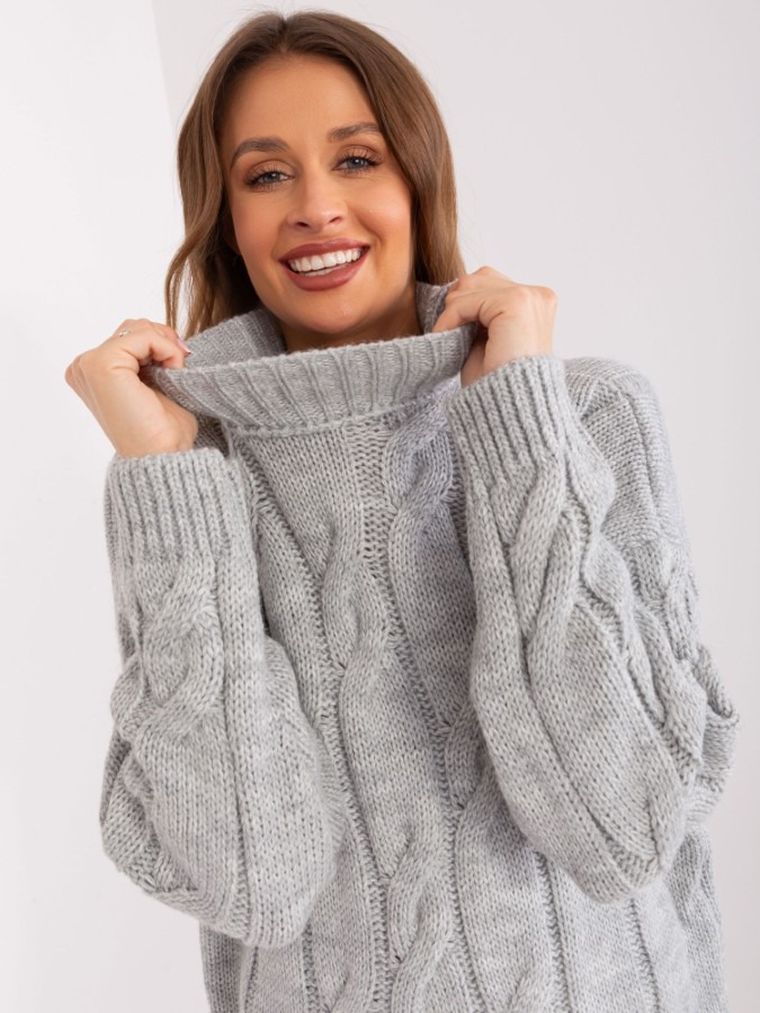 Sukienka damska z wełną, szara, Rue Paris