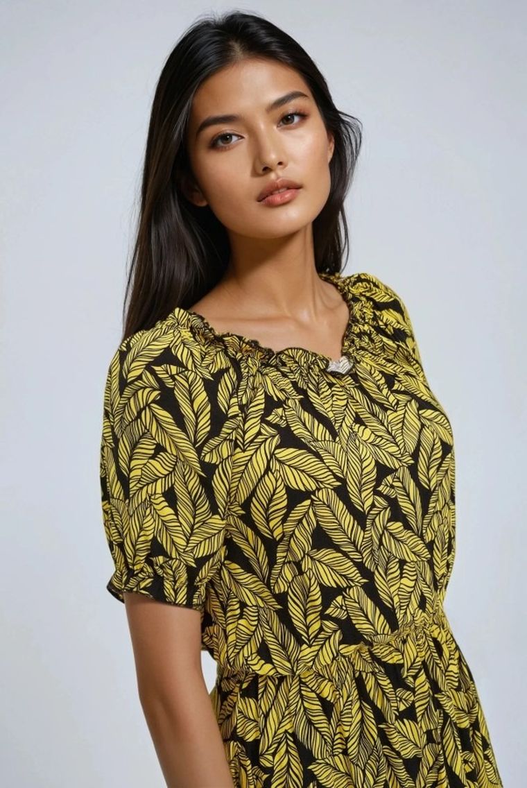 Sukienka damska, żółta, Moodo