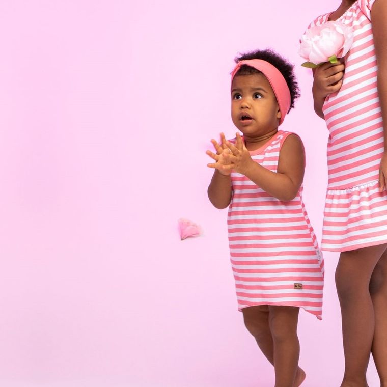 Sukienka dziewczęca bez rękawów, biało-koralowa, Nicol