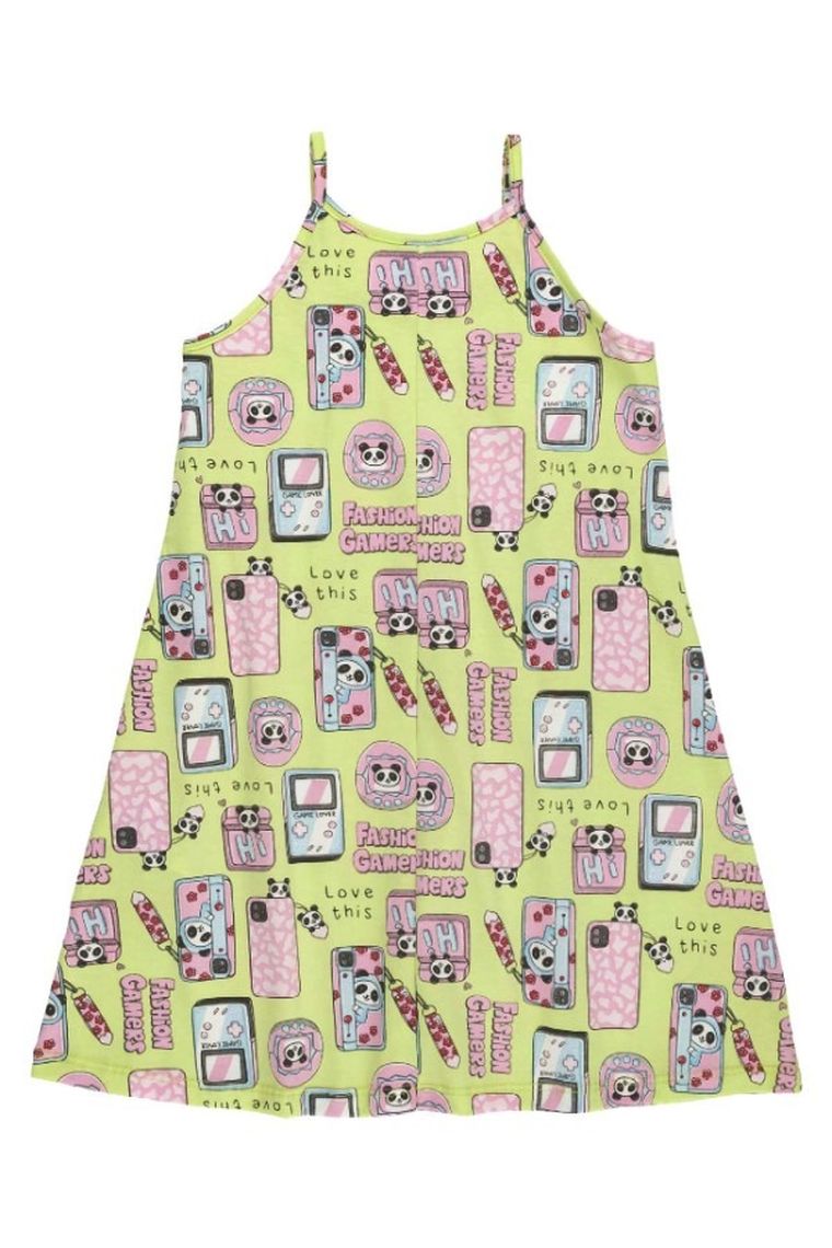 Sukienka dziewczęca na ramiączka, zielona, Be Loop