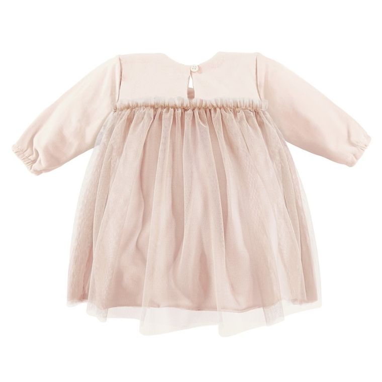 Sukienka dziewczęca z długim rękawem, beżowa, Eevi