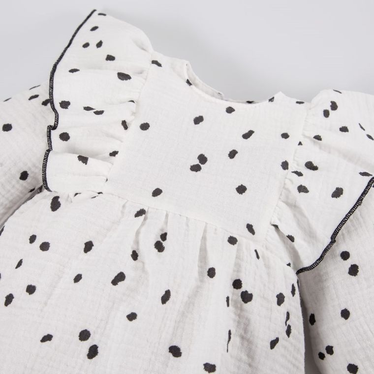 Sukienka dziewczęca z długim rękawem, biała, Eevi