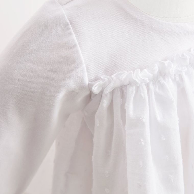 Sukienka dziewczęca z długim rękawem, biała, Eevi