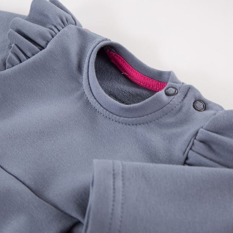 Sukienka dziewczęca z długim rękawem, ciemnoniebieska, Eevi