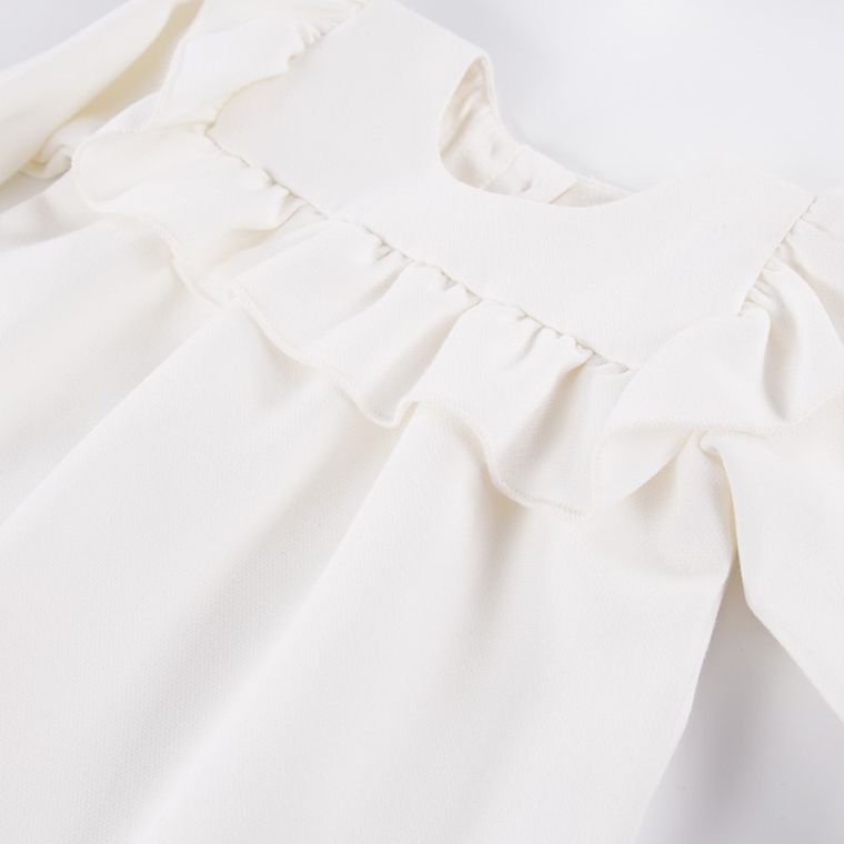 Sukienka dziewczęca z długim rękawem, ecru, Eevi