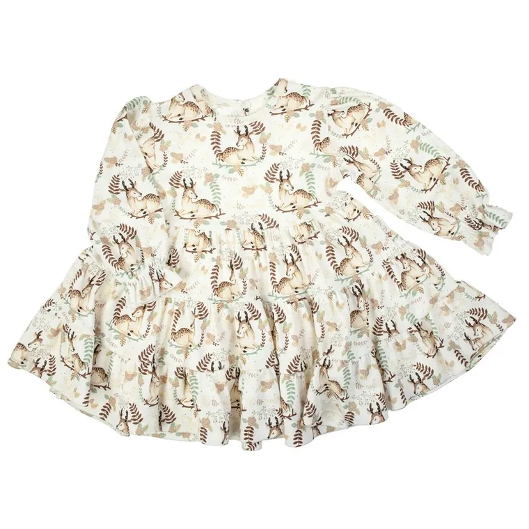 Sukienka dziewczęca z długim rękawem, ecru, Nicol