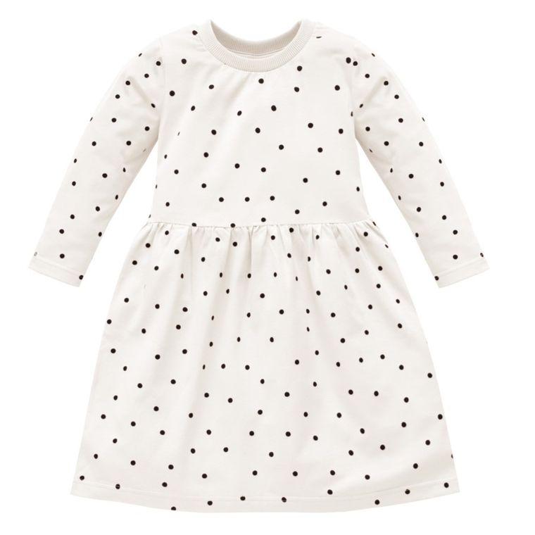 Sukienka dziewczęca z długim rękawem, ecru, Pinokio