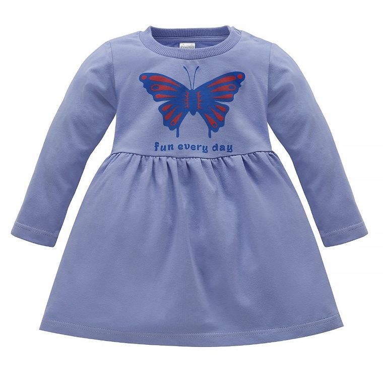 Sukienka dziewczęca z długim rękawem, fioletowa, Pinokio