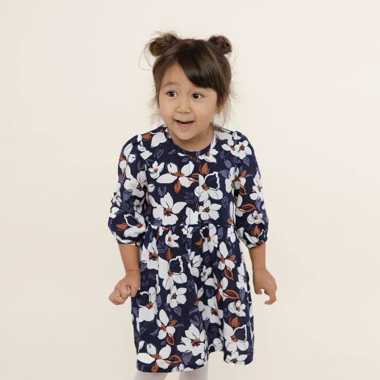 Sukienka dziewczęca z długim rękawem, granatowa, Pinokio