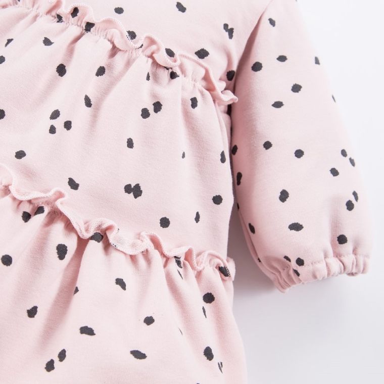 Sukienka dziewczęca z długim rękawem, jasnoróżowa, Eevi