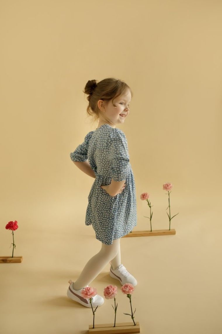 Sukienka dziewczęca z długim rękawem, niebieska, Pinokio