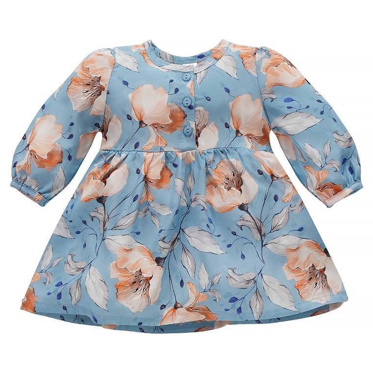 Sukienka dziewczęca z długim rękawem, niebieska, Pinokio