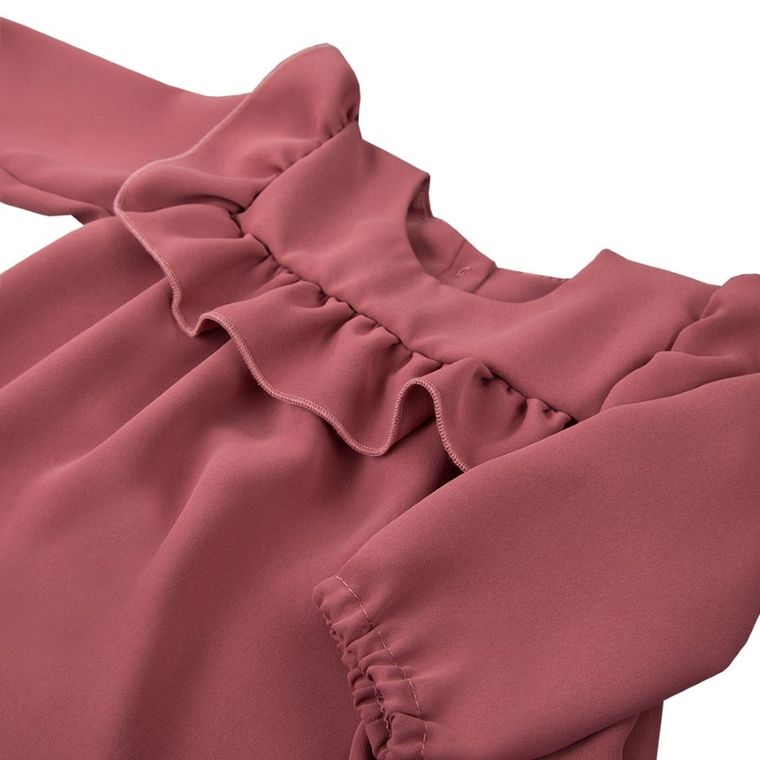 Sukienka dziewczęca z długim rękawem, różowa, Eevi