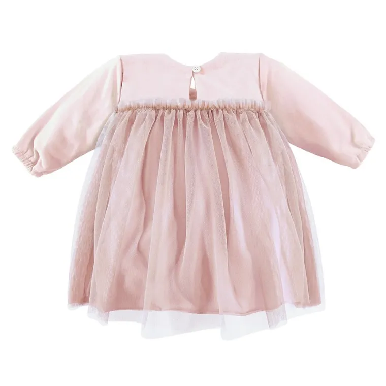 Sukienka dziewczęca z długim rękawem, różowa, Eevi