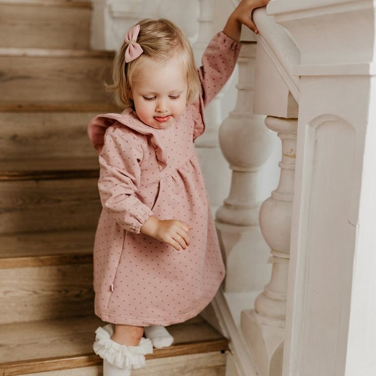 Sukienka dziewczęca z długim rękawem, różowa, Eevi